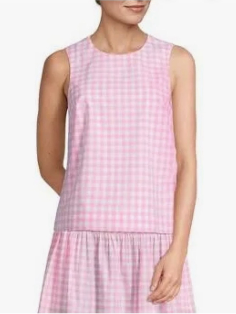 Lands' End Pink Gingham Checkered Sleeveless Top